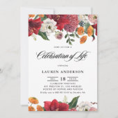 Botanical Amaryllis and Mums Celebration of Life Kaart (Voorkant)