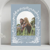Botanical Arch Garden Dusty Blue Wedding Photo Save The Date