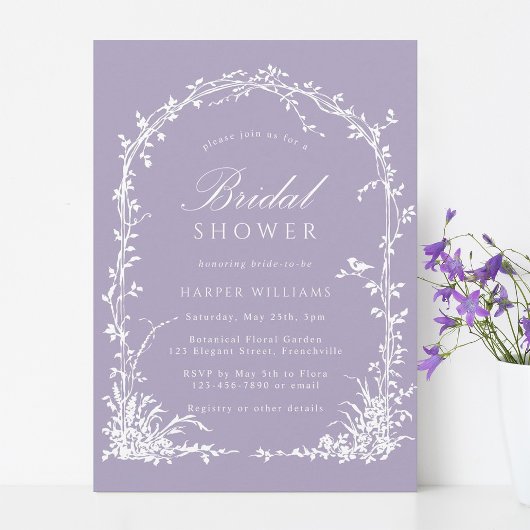 Botanical Arch Garden Lavender Bridal Shower Kaart