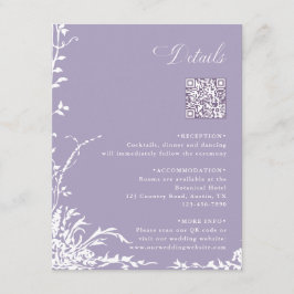 Botanical Arch Garden Lavender Wedding Details Informatiekaartje