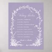 Botanical Arch Garden Lavender Wedding Timeline Poster (Voorkant)