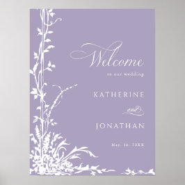 Botanical Arch Garden Lavender Wedding Welcome  Poster