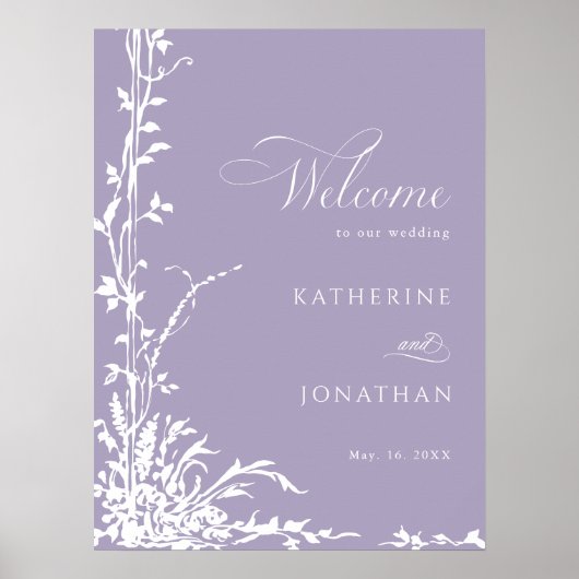 Botanical Arch Garden Lavender Wedding Welcome  Poster (Voorkant)