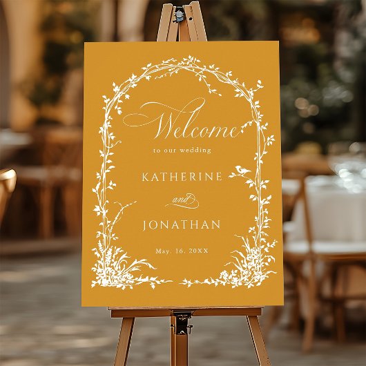 Botanical Arch Garden Wedding Amber Welcome  Poster