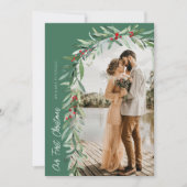 Botanical Arch Holiday Wedding Aankondiging (Voorkant)