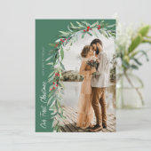 Botanical Arch Holiday Wedding Aankondiging (Staand voorkant)