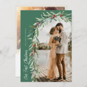 Botanical Arch Holiday Wedding Aankondiging (Voorkant / Achterkant)