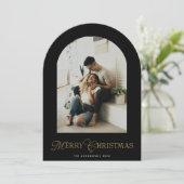 Botanical Arch Photo Merry Christmas Holiday Card Kaart (Staand voorkant)