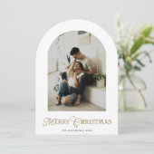 Botanical Arch Photo Merry Christmas Holiday Card Kaart (Staand voorkant)