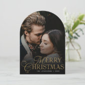 Botanical Arch Photo Red Christmas Holiday Card Kaart (Staand voorkant)