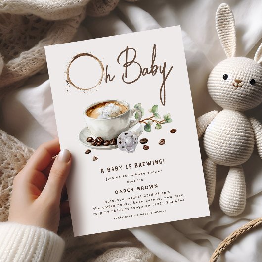Botanical Baby is Brewing' Coffee Baby Shower Kaart