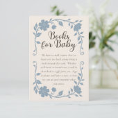 Botanical Baby Shower Book Request Card Blue Sage Informatiekaartje (Staand voorkant)