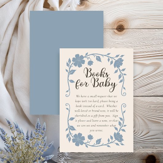 Botanical Baby Shower Book Request Card Blue Sage Informatiekaartje