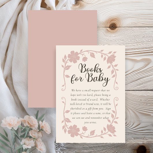 Botanical Baby Shower Book Request Card Blush Informatiekaartje