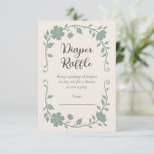 Botanical Baby Shower Diaper Raffle Sage Informatiekaartje (Staand voorkant)