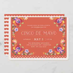 Botanical Banner Fiesta Invitation - Tomato Kaart