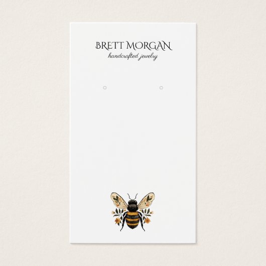 Botanical  Bee Earring Jewelry Display Card Visitekaartje (Voorkant)