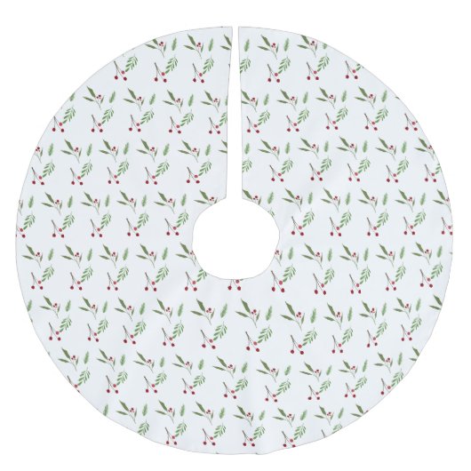 Botanical Berry Modern Holiday Christmas Greenery  Kerstboom Rok (Voorkant)