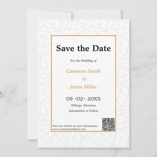 Botanical Bewaar de datum Aztek gouden kleur accen Kaart (Voorkant)