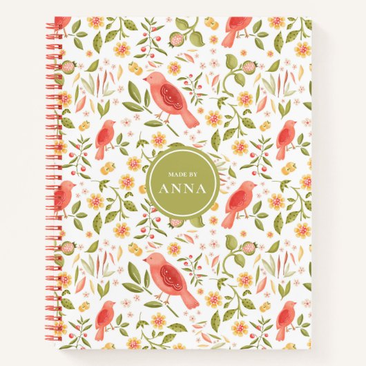 Botanical Birds Pattern – Nature Stationery Design Notitieboek (Voorkant)