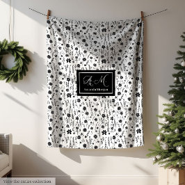 Botanical Blanket Personalized Monochrome Minimal Fleece Deken