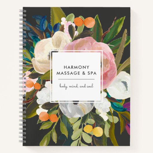 Botanical Bliss Business | Moderne bloemen | Zwart Notitieboek (Voorkant)
