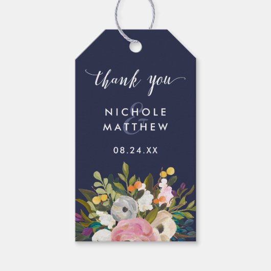 Botanical Bliss Custom Color Wedding Gift Labels Cadeaulabel (Voorkant)