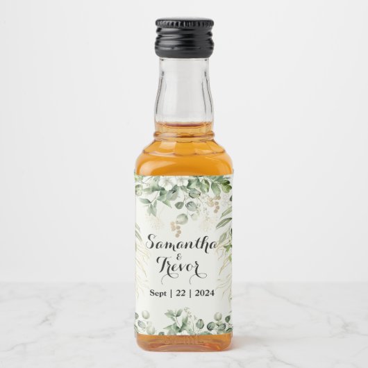 Botanical Bliss Elegant Garden Vows Likeurfles Etiket (Voorkant)