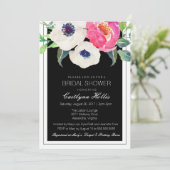 Botanical Bliss Zwart Wit Bloemen Vrijgezellenfees Kaart (Staand voorkant)