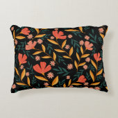 Botanical Bloom Black Pillow Hoesje Accent Kussen (Voorkant)