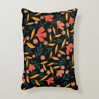 Botanical Bloom Black Pillow Hoesje Accent Kussen