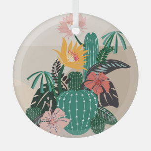 Botanical Blooming: Cactus Art. Glas Ornament