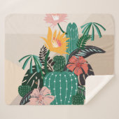 Botanical Blooming: Cactus Art. Sherpa Deken (Voorkant (horizontaal))