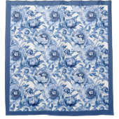 Botanical Blue and White Flowers Floral Pattern Douchegordijn (Voorkant)