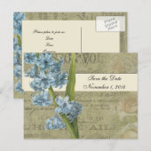 Botanical Blue  Bewaar de datum Aankondigingskaart (Voorkant / Achterkant)