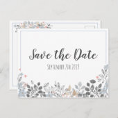 Botanical Blue Bewaar de datum bruiloft Briefkaart (Voorkant / Achterkant)