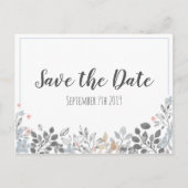 Botanical Blue Bewaar de datum bruiloft Briefkaart (Voorkant)