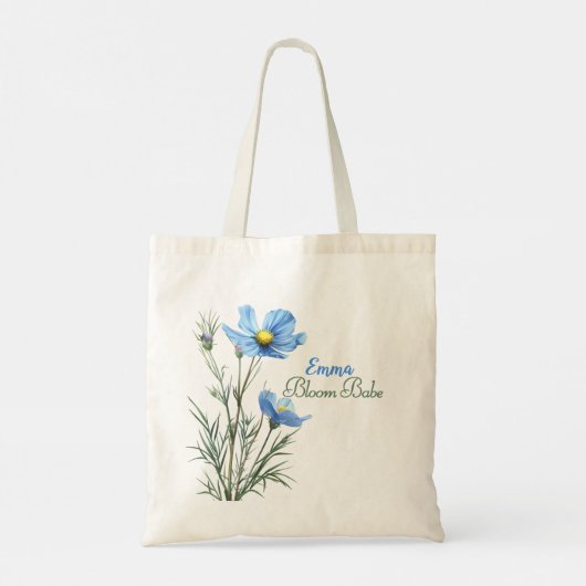 Botanical Blue Floral Custom Name Wildflower Tas (Achterkant)