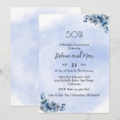 Botanical Blue Floral Wedding Anniversary  Kaart (Voorkant / Achterkant)