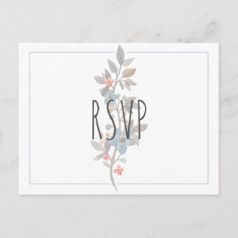 Botanical Blue Floral Wedding RSVP Briefkaart