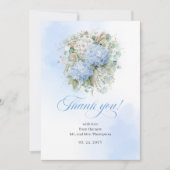 Botanical Blue Flowers Eucalyptus Wedding thanks Bedankkaart (Voorkant)