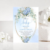 Botanical Blue Hydrangea Eucalyptus Baby Shower  Kaart