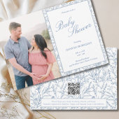 Botanical Blue Line Baby shower Uitnodiging