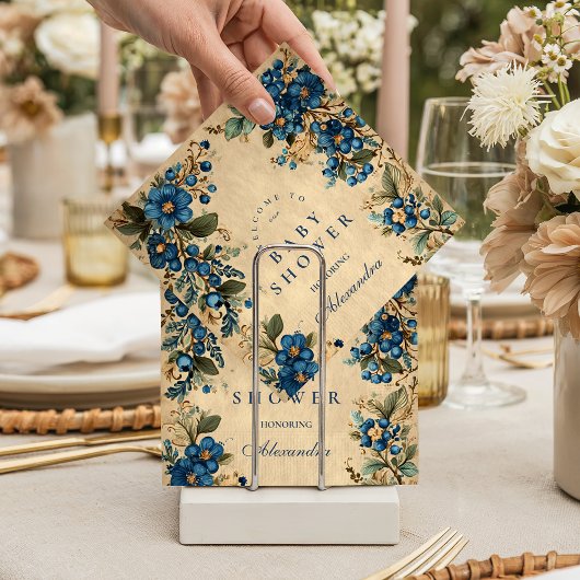 Botanical Blueberry Floral Baby Shower Servet