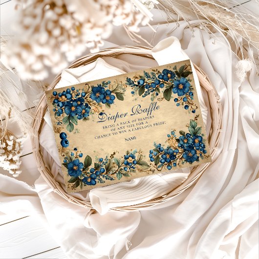 Botanical Blueberry Floral Diapper Raffle Informatiekaartje