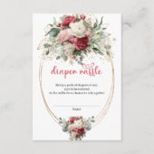 Botanical Blush Burgundy Floral Diaper Raffle Informatiekaartje (Voorkant)
