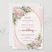 Botanical Blush Rose Gold Elegant Wedding Invites Kaart (Voorkant)
