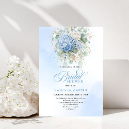 Botanical Boho Blue Floral Bridal Shower Invitatio Kaart