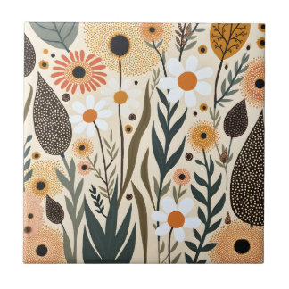 Botanical Boho Flowers Plants Design 389 Tegeltje