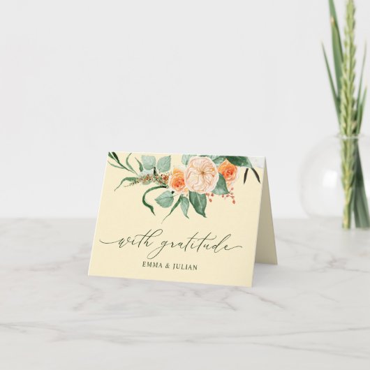 Botanical Boho Greenery Personalized Names Wedding Bedankkaart (Voorkant)